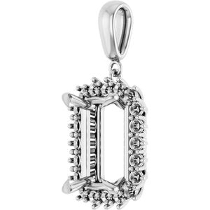 18K White Gold 14x10 mm Emerald Pendant Mounting – image 4