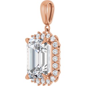 10K Rose Gold 14x10 mm Emerald Pendant Mounting – image 3