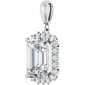 18K White Gold 14x10 mm Emerald Pendant Mounting – image 3