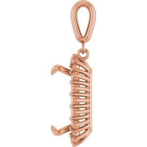 10K Rose Gold 14x10 mm Emerald Pendant Mounting – image 6
