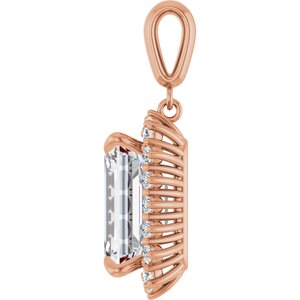 18K Rose Gold 14x10 mm Emerald Pendant Mounting – image 5