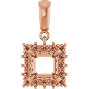 10K Rose Gold 6x6 mm Square Pendant Mounting – image 2