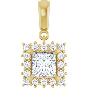 18K Yellow Gold 6x6 mm Square Pendant Mounting