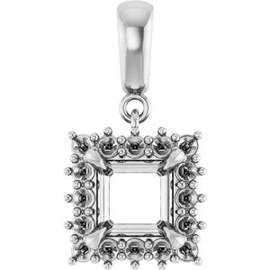 10K White Gold 6x6 mm Square Pendant Mounting – image 2