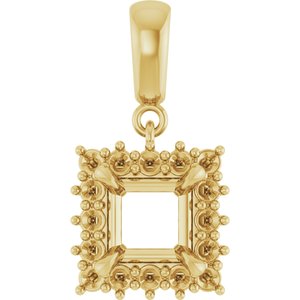 14K Yellow Gold 6x6 mm Square Pendant Mounting – image 2