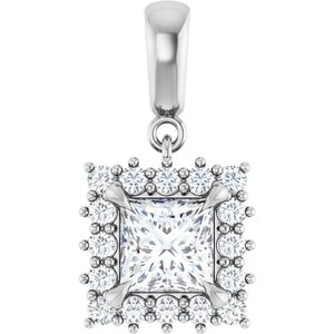 10K White Gold 6x6 mm Square Pendant Mounting