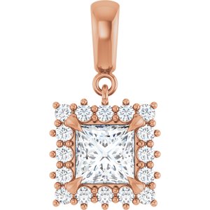 10K Rose Gold 6x6 mm Square Pendant Mounting