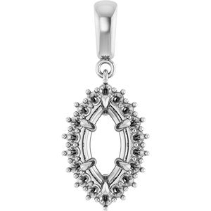 14Kx1 White Gold 10.5x5.5 mm Marquise Pendant Mounting – image 2