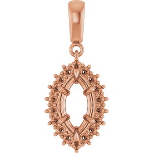 18K Rose Gold 10.5x5.5 mm Marquise Pendant Mounting – image 2