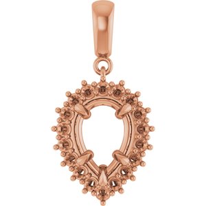 10K Rose Gold 10x7 mm Pear Pendant Mounting – image 2