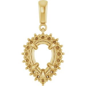 10K Yellow Gold 10x7 mm Pear Pendant Mounting – image 2
