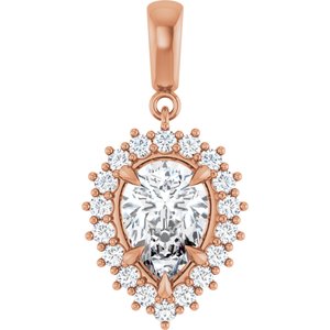10K Rose Gold 10x7 mm Pear Pendant Mounting