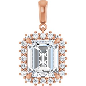 10K Rose Gold 12x10 mm Emerald Pendant Mounting