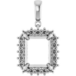 Platinum 12x10 mm Emerald Pendant Mounting – image 2