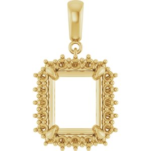 14K Yellow Gold 12x10 mm Emerald Pendant Mounting – image 2