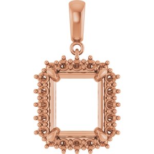 14K Rose Gold 12x10 mm Emerald Pendant Mounting – image 2