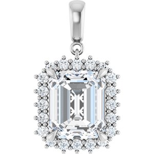Platinum 12x10 mm Emerald Pendant Mounting