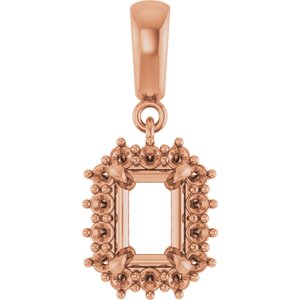 18K Rose Gold 7x5 mm Emerald Pendant Mounting – image 2