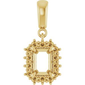14K Yellow Gold 7x5 mm Emerald Pendant Mounting – image 2