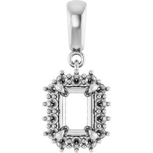 14Kx1 White Gold 7x5 mm Emerald Pendant Mounting – image 2