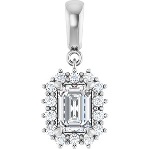 18K White Gold 7x5 mm Emerald Pendant Mounting