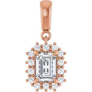 14K Rose Gold 7x5 mm Emerald Pendant Mounting