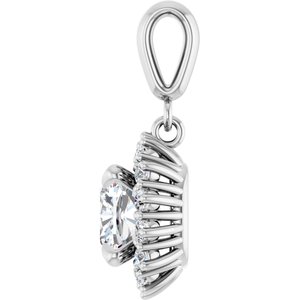 14K White Gold 7x7 mm Cushion Pendant Mounting – image 5