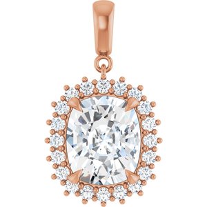 18K Rose Gold 12x10 mm Elongated Cushion Pendant Mounting