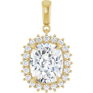 10K Yellow Gold 12x10 mm Elongated Cushion Pendant Mounting