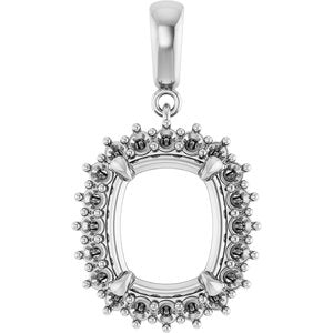 Sterling Silver 12x10 mm Elongated Cushion Pendant Mounting – image 2