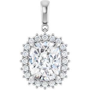 Continuum Sterling Silver 12x10 mm Elongated Cushion Pendant Mounting
