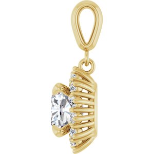 14K Yellow Gold 7.5x7.5 mm Cushion Pendant Mounting – image 5
