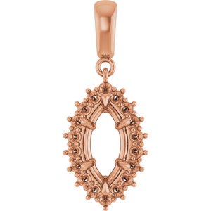 10K Rose Gold 11x5.5 mm Marquise Pendant Mounting – image 2