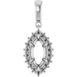10K White Gold 11x5.5 mm Marquise Pendant Mounting – image 2