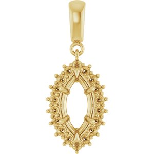 18K Yellow Gold 11x5.5 mm Marquise Pendant Mounting – image 2