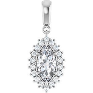 14K White Gold 11x5.5 mm Marquise Pendant Mounting