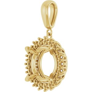 14K Yellow Gold 13 mm Round Pendant Mounting – image 4