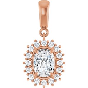 10K Rose Gold 7.5x5.5 mm Elongated Cushion Pendant Mounting