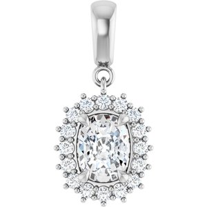 14Kx1 White Gold 7.5x5.5 mm Elongated Cushion Pendant Mounting