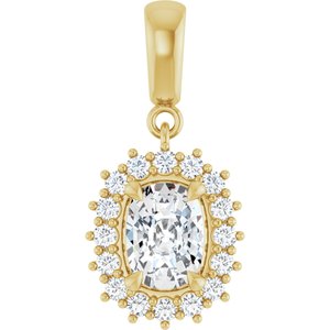 14K Yellow Gold 7.5x5.5 mm Elongated Cushion Pendant Mounting