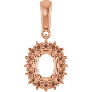 18K Rose Gold 7.5x5.5 mm Elongated Cushion Pendant Mounting – image 2
