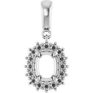 Sterling Silver 7.5x5.5 mm Elongated Cushion Pendant Mounting – image 2
