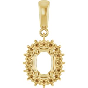 18K Yellow Gold 7.5x5.5 mm Elongated Cushion Pendant Mounting – image 2