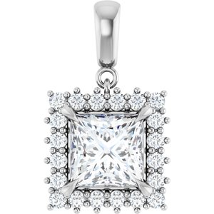 10K White Gold 8x8 mm Square Pendant Mounting