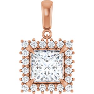 14K Rose Gold 8x8 mm Square Pendant Mounting