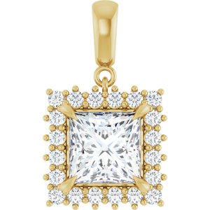 18K Yellow Gold 8x8 mm Square Pendant Mounting