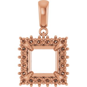 10K Rose Gold 8x8 mm Square Pendant Mounting – image 2