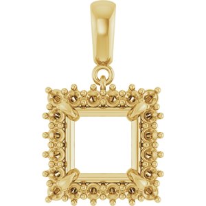 14K Yellow Gold 8x8 mm Square Pendant Mounting – image 2