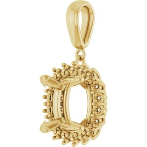 10K Yellow Gold 11x11 mm Cushion Pendant Mounting – image 4