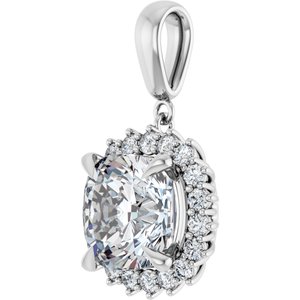 14K White Gold 11x11 mm Cushion Pendant Mounting – image 3